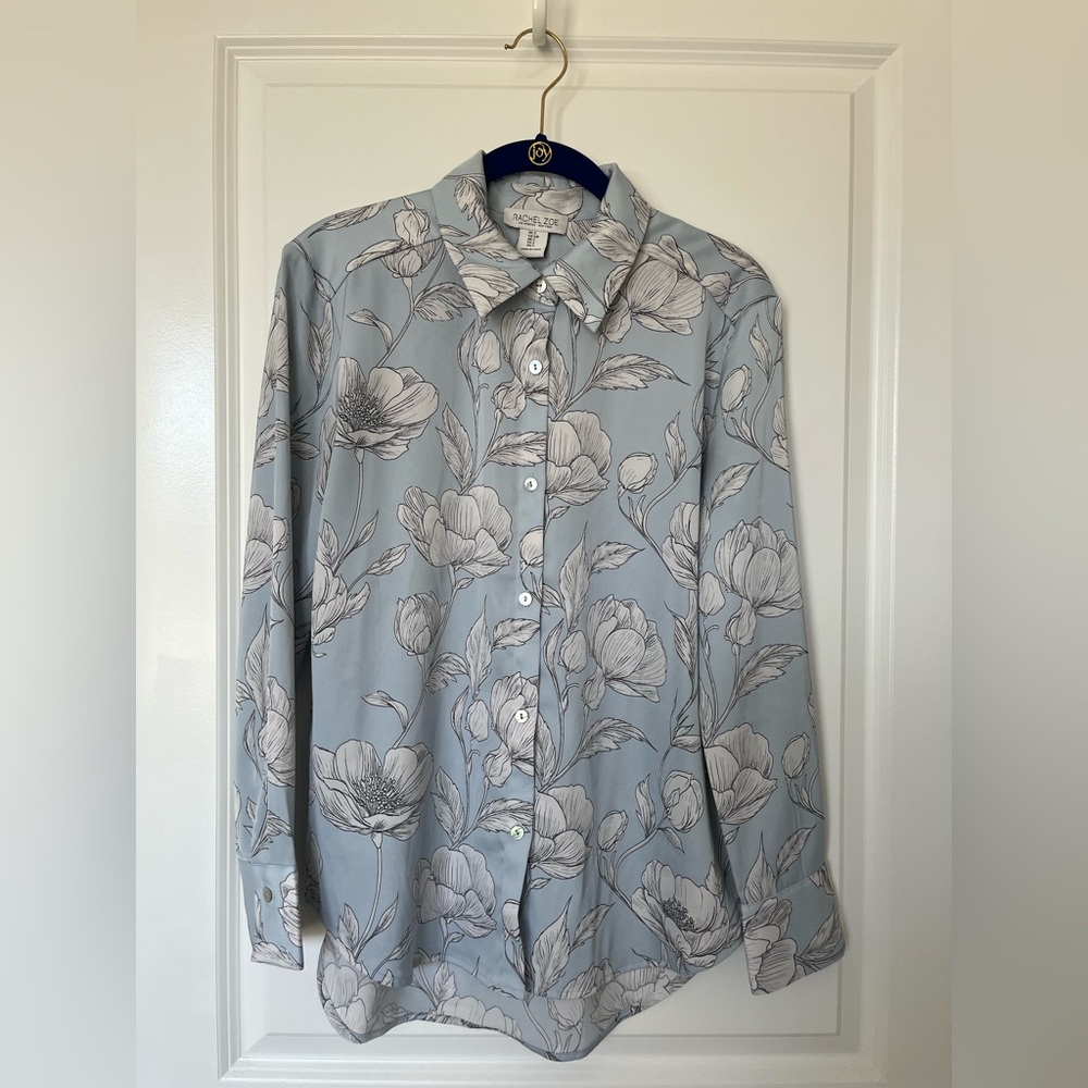 Rachel Zoe light blue floral blouse